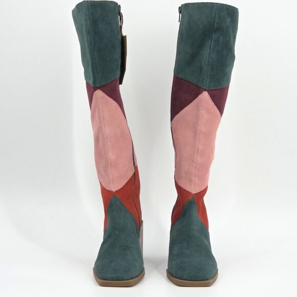 Chelsea Violet Lulu Patchwork Tall Boots Womens Size 6 Suede Leather Disco 70s - Picture 4 of 10